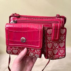 Brighton Red Hearts Crossbody Compartment Purse